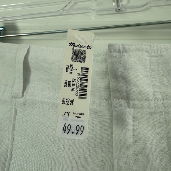 Madewell Women's High Waist White Linen Shorts - Picture 3 of 7